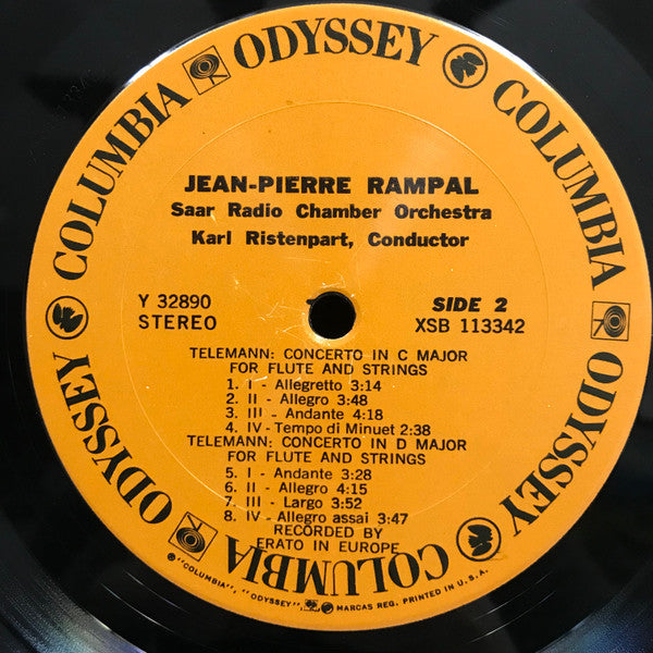 Jean-Pierre Rampal, Bach* / Telemann* : Saar Radio Chamber Orchestra*, Karl Ristenpart : Flute Concertos In G Minor And A Minor / Flute Concertos In C Major And D Major (LP, Album)