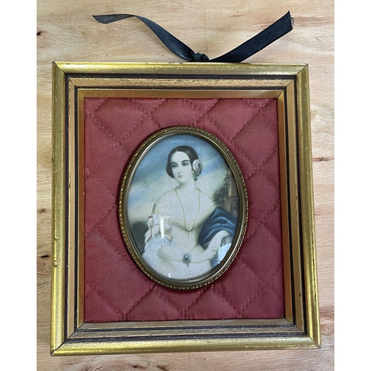 Vintage Miniature Framed Print of Isabella Montgomery by George Rommey