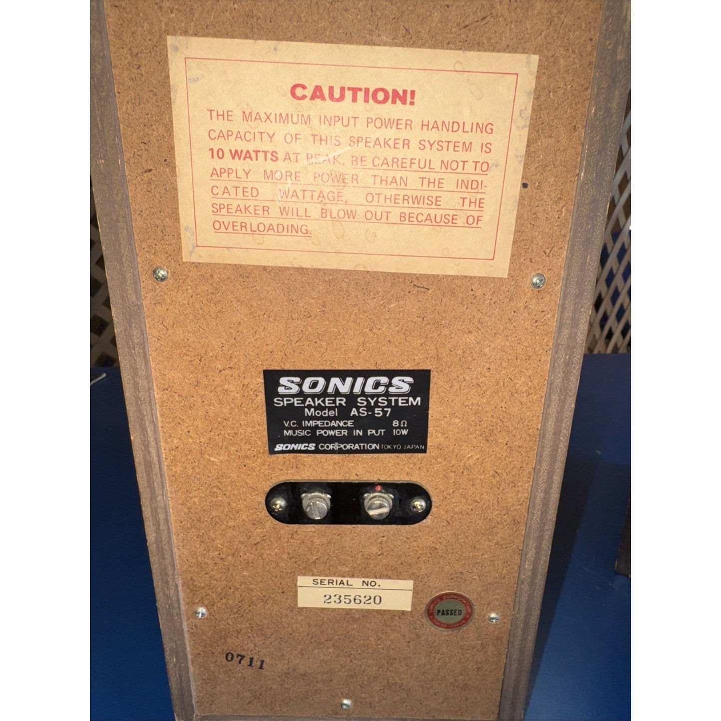 Vintage Sonics AS-57 Speaker 10 Watt 8 Ohms Japan 1968 Pair Tested