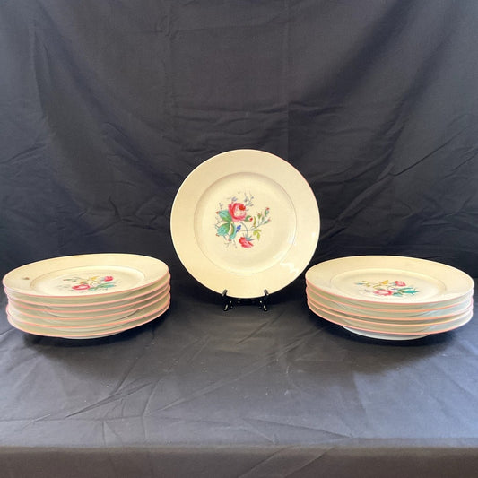 Antique Haviland Limoges Rose Pattern Luncheon Plates - Set of 12