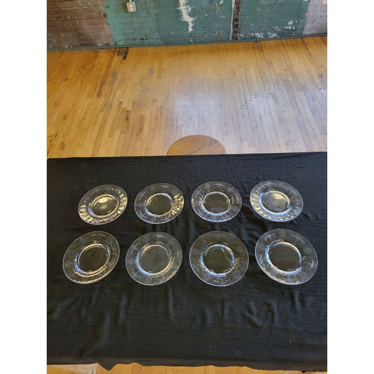 Set of 8 Clear Glass Salad/Dessert Plates 7 1/4"