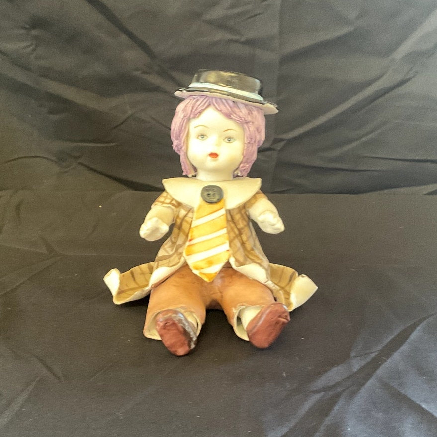 Vintage Spaghetti Hair Clown Figurine