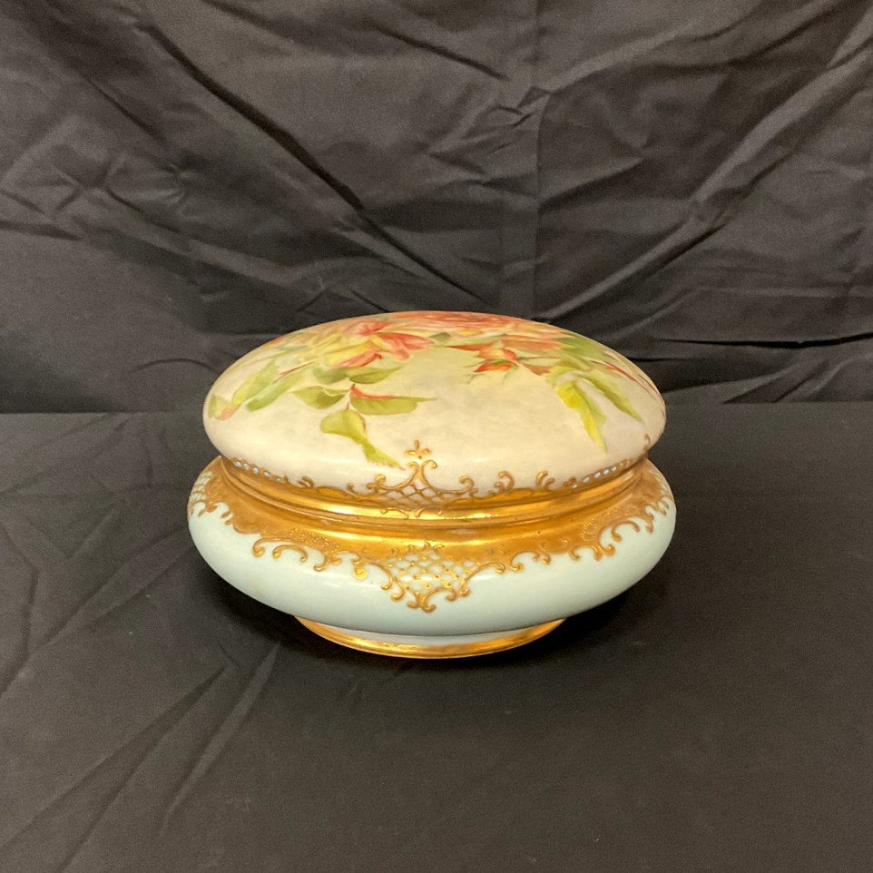 Antique Large Victorian P&P Limoges Hand Painted Vanity Powder Jar