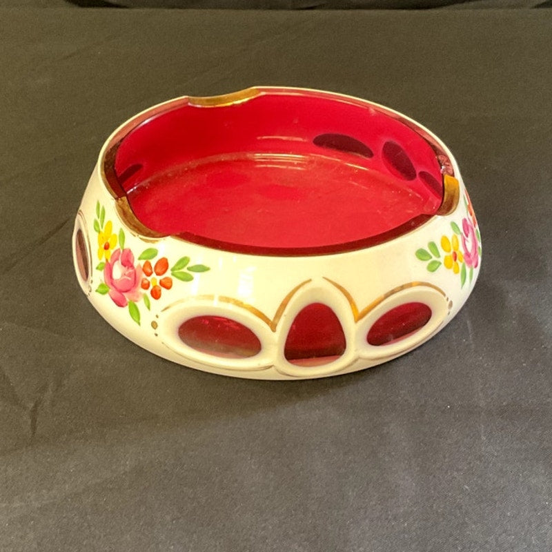 Vintage Bohemian Glass Ashtray