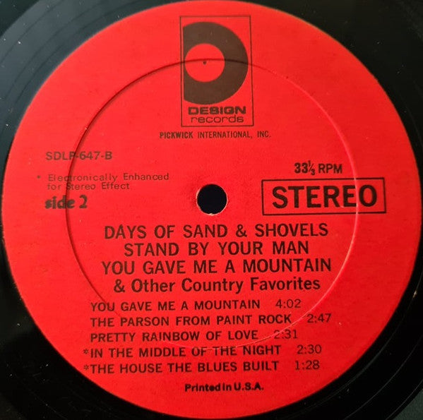 Various : Days Of Sand & Shovels - You Gave Me A Mountain - Stand By Your Man & Other Country Favorites (LP,Compilation,Stereo)