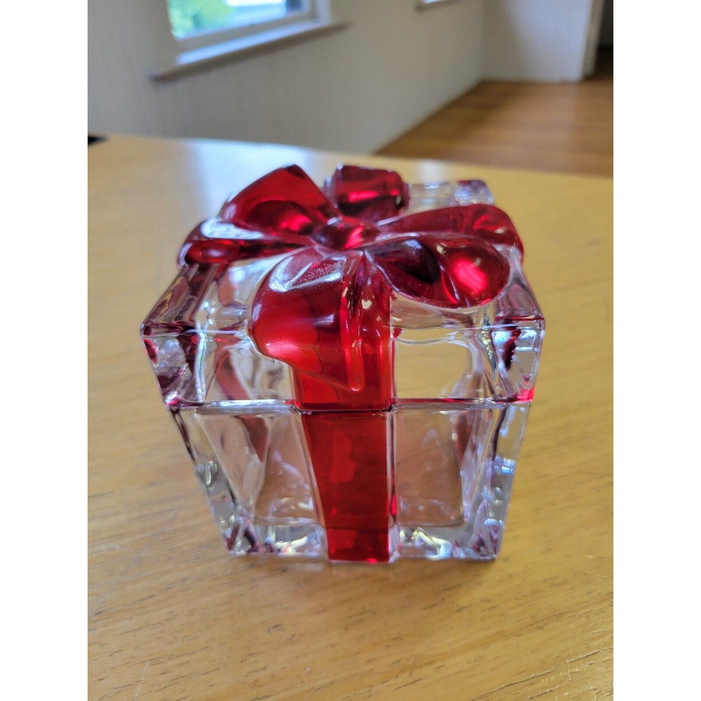 Vintage Glass Red Bow Christmas Box