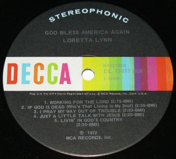 Loretta Lynn : God Bless America Again (LP,Album,Club Edition)