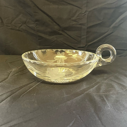 Vintage Etched Glass Candy Bowl