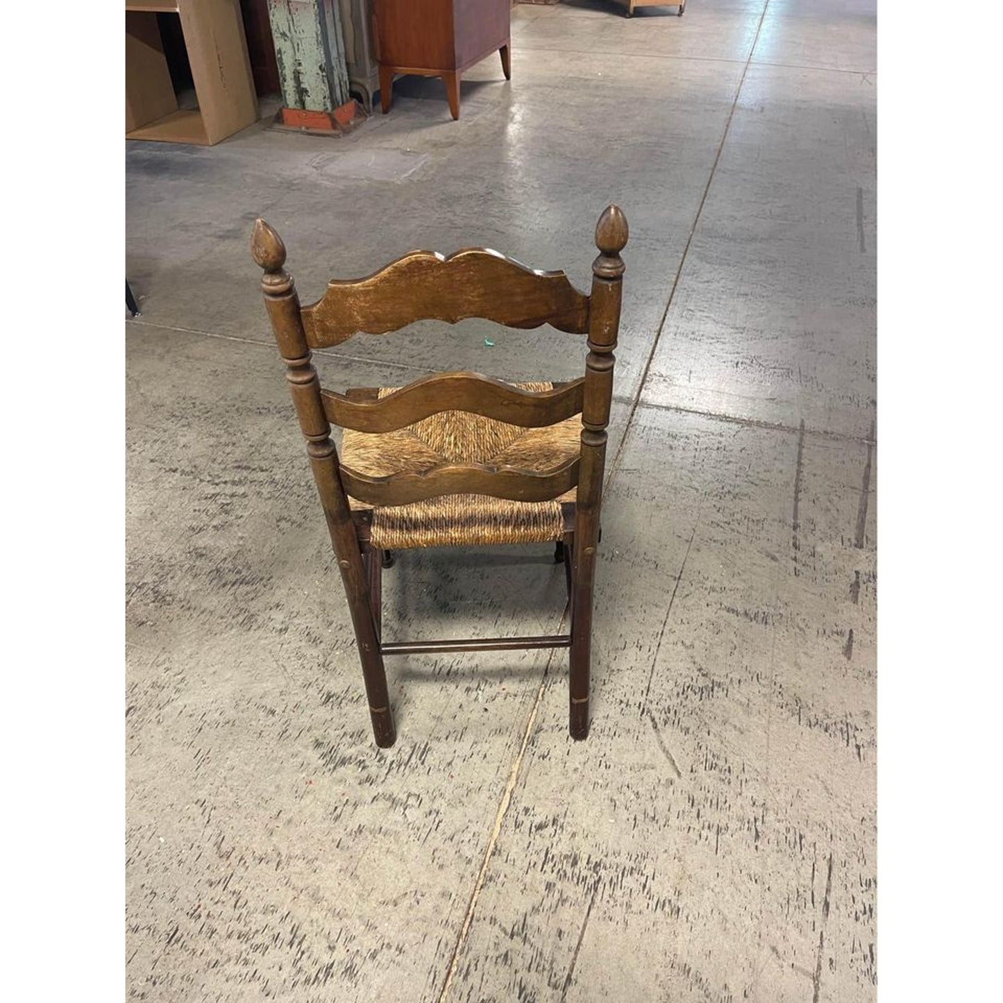 Vintage Farmhouse Wooden Rush Seat Ladder back Chair