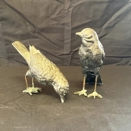 Hand Cast Bronze Birds - Pair