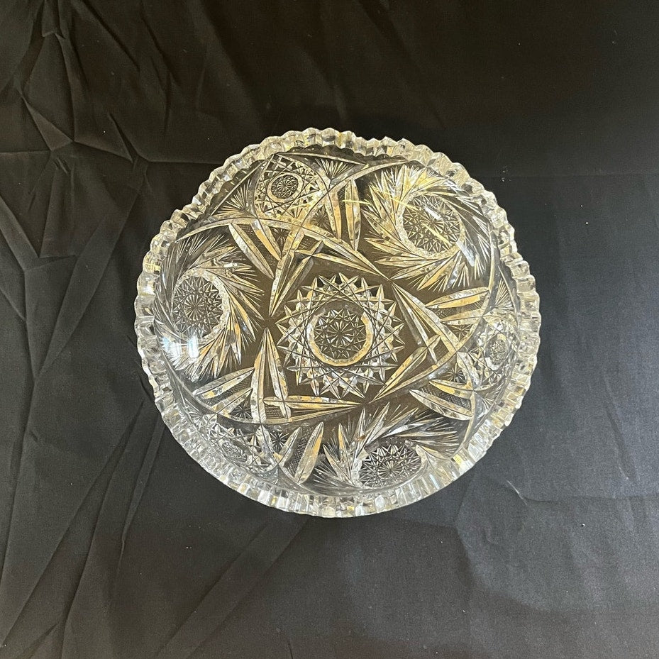 Antique ABP Near Cut Pressed Glass Crystal Candy/Nut Bowl
