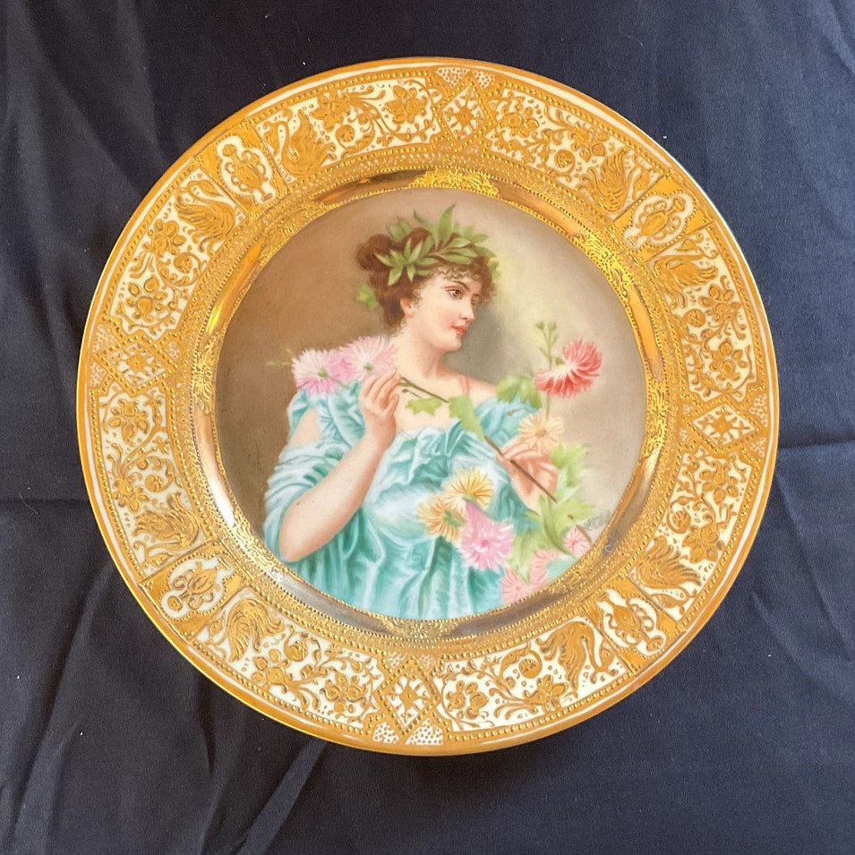 Vintage Haviland Hand Painted Grecian Portrait Cabinet Plate