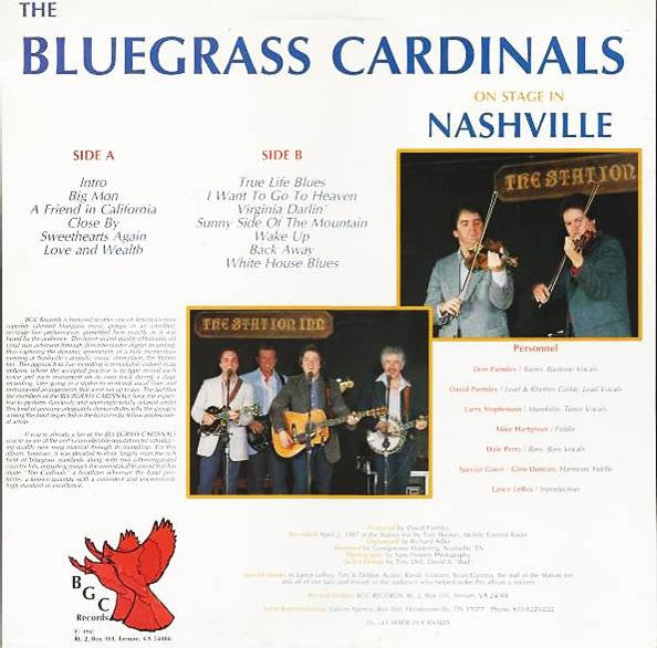 The Bluegrass Cardinals : On Stage In Nashville (LP,Album)