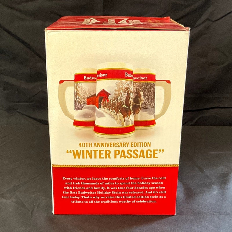 2019 Budweiser Holiday Beer Stein w/ Certificate of Authenticity