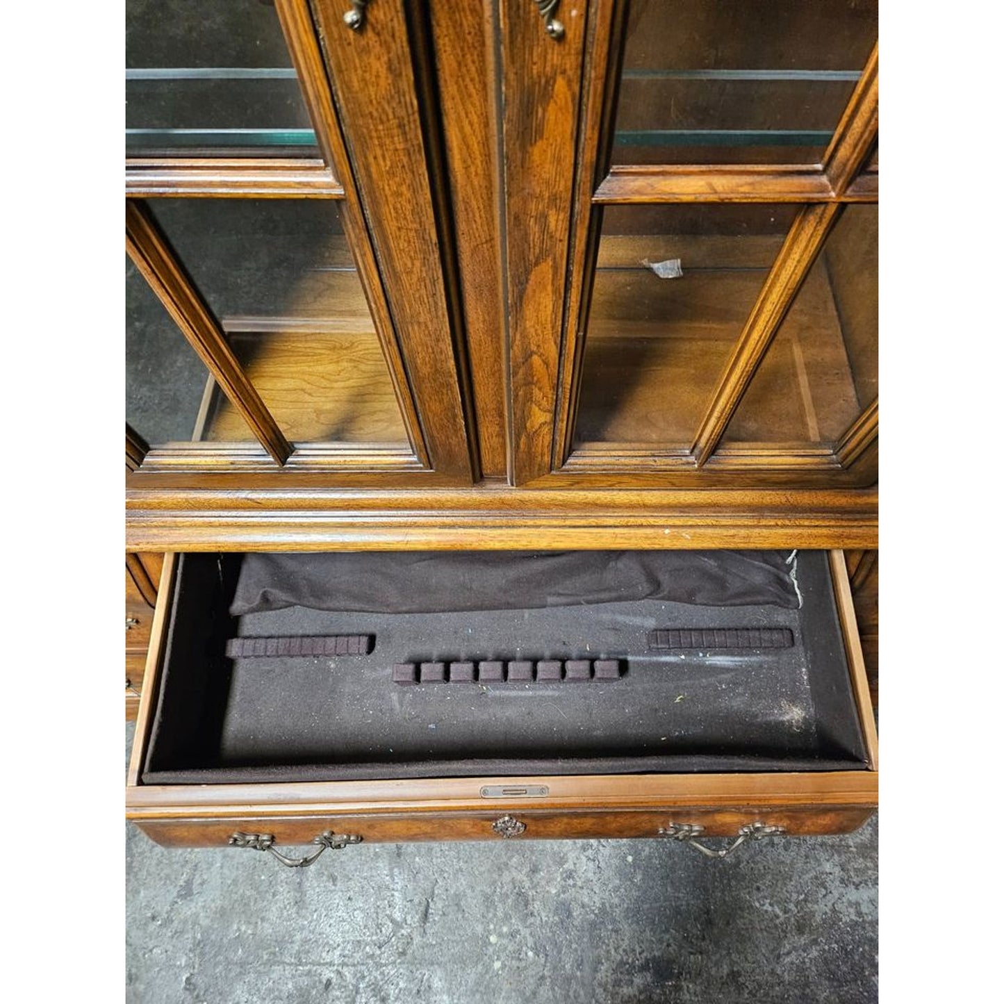 Vintage Drexel Heritage Burl Wood Illuminated Hutch