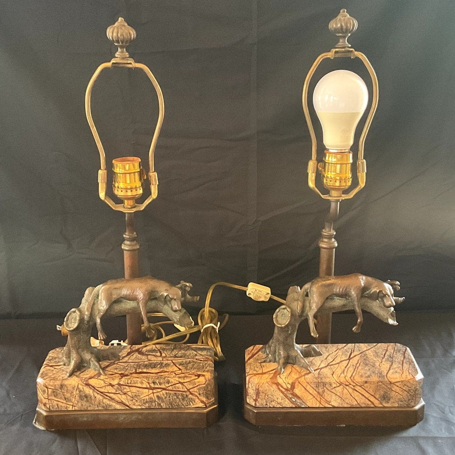 Theodore + Alexander Laying Dog Lamp - Pair