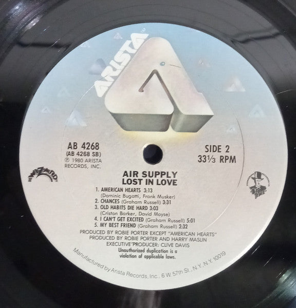 Air Supply : Lost In Love (LP,Album,Stereo)