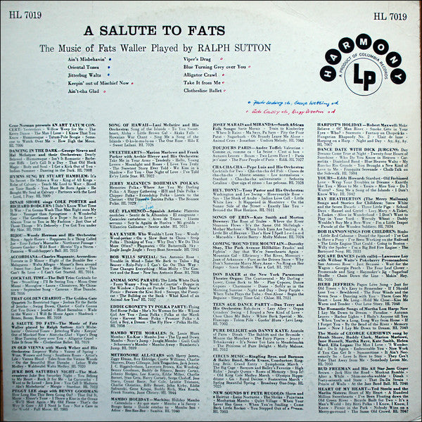 Ralph Sutton (2) : A Salute To Fats (LP,Album,Mono)
