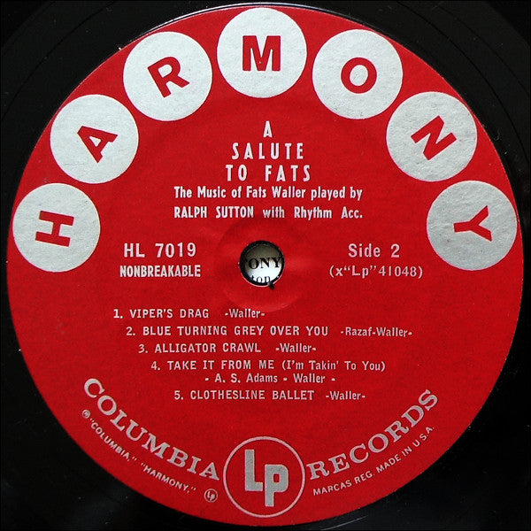 Ralph Sutton (2) : A Salute To Fats (LP,Album,Mono)