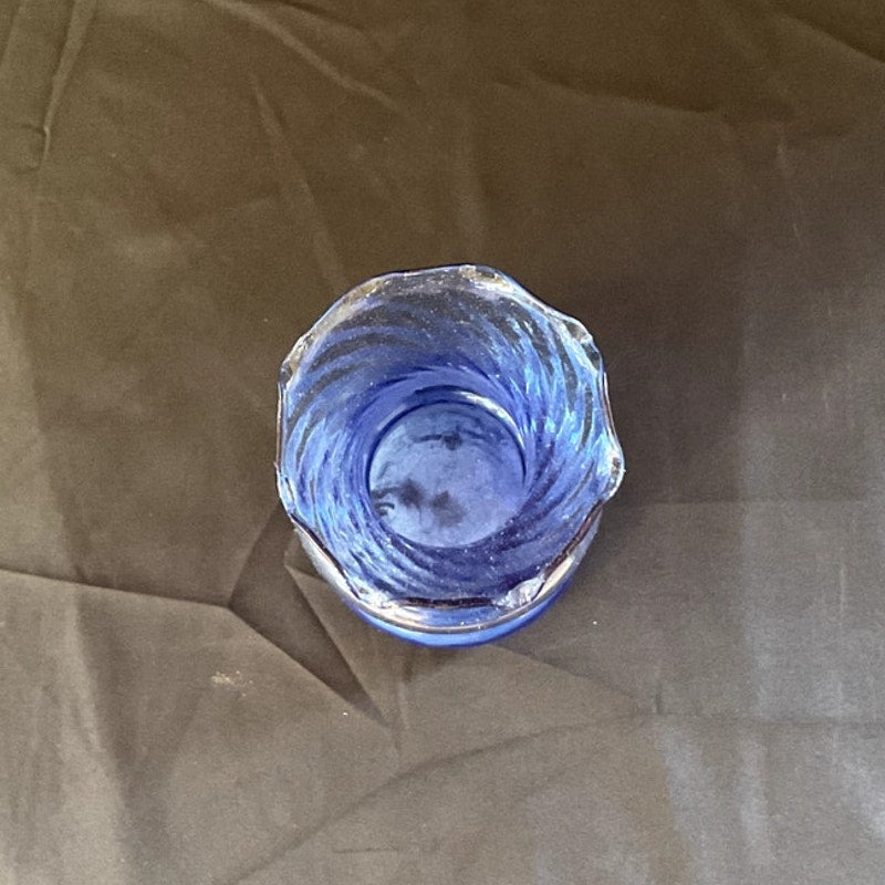 Vintage Blue Beehive Base Glass Bud Vase