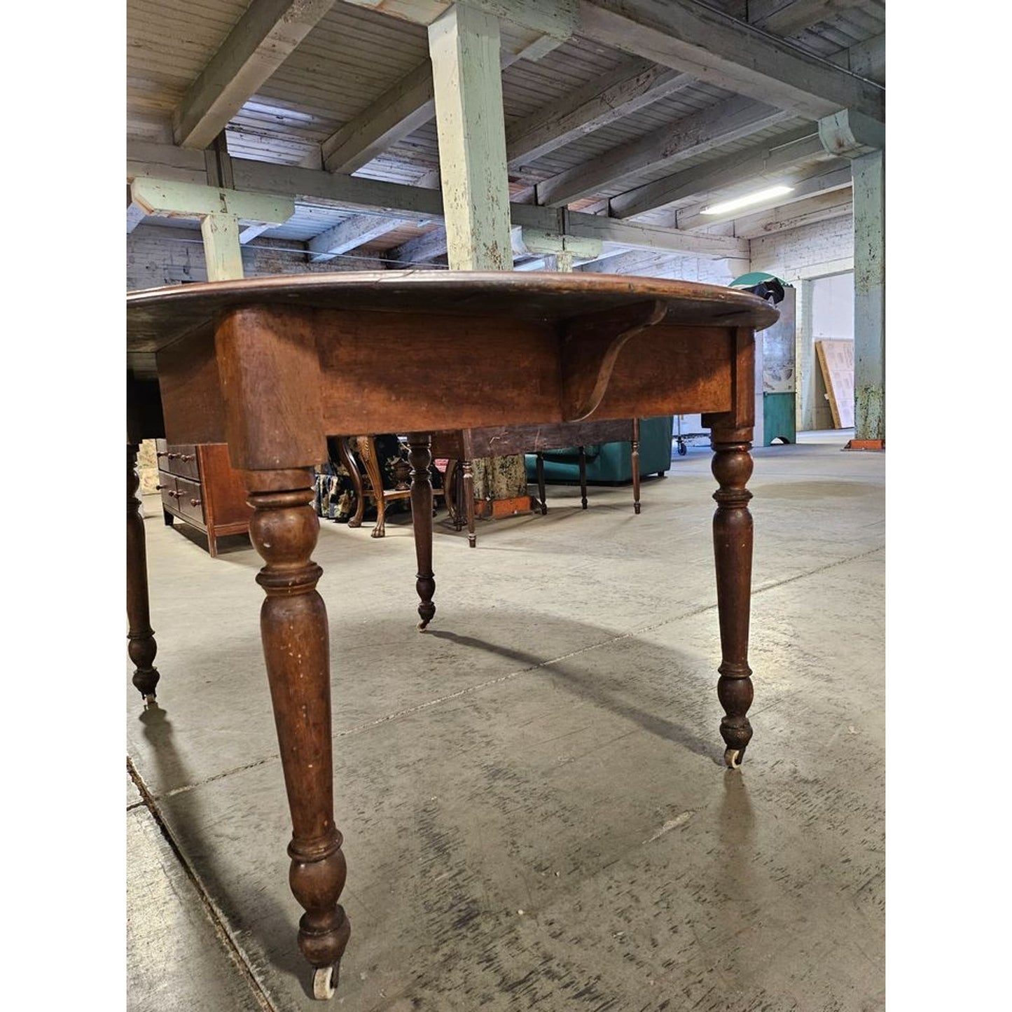 Antique 19th Century Foos & Mullikin Solid Walnut Extendable Dining Table