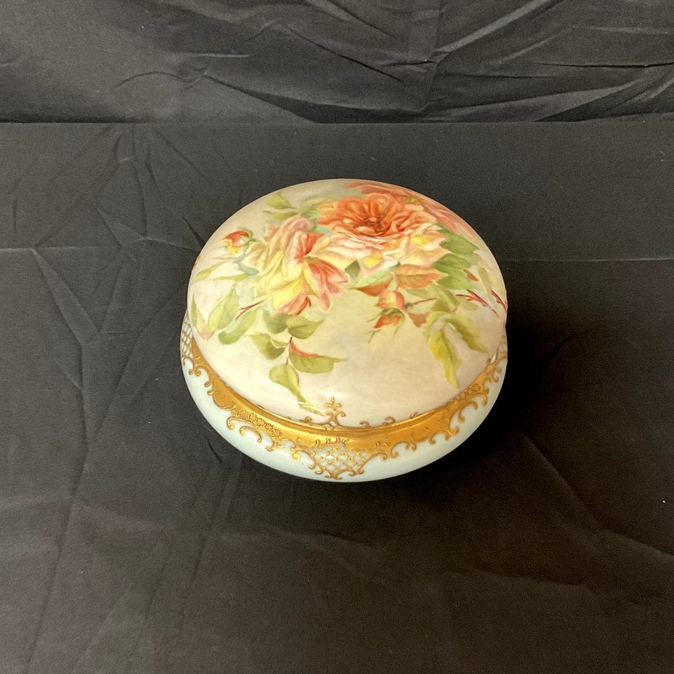 Antique Large Victorian P&P Limoges Hand Painted Vanity Powder Jar