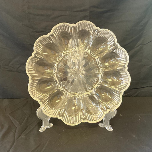 Vintage Glass Deviled Egg Serving Dish