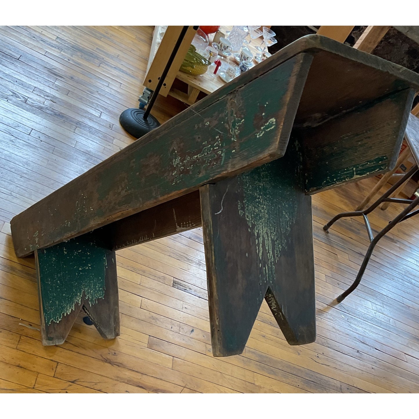 Vintage Weathered Pine Bench – Perfect for Entryway or Mudroom