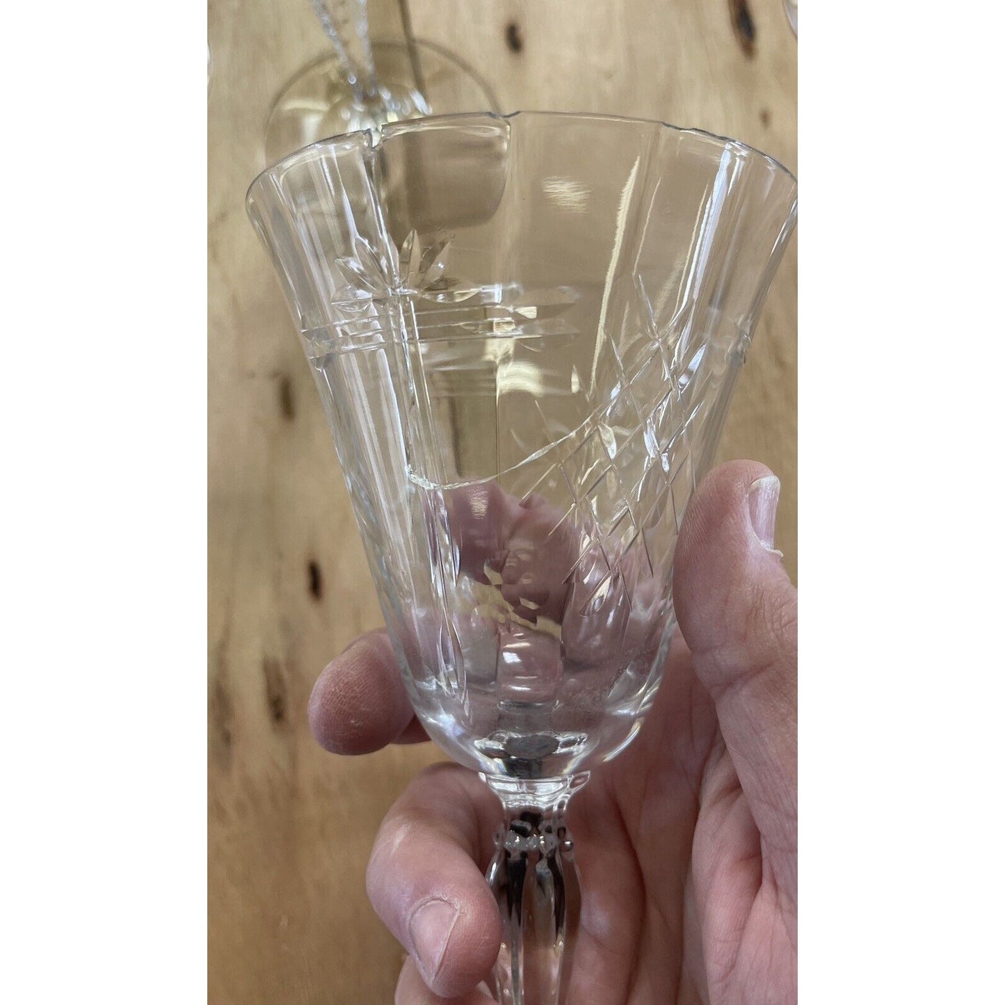 Rare Vintage Set of 8 Fostoria Staunton Cut Crystal Water Goblet circa 1933-1943