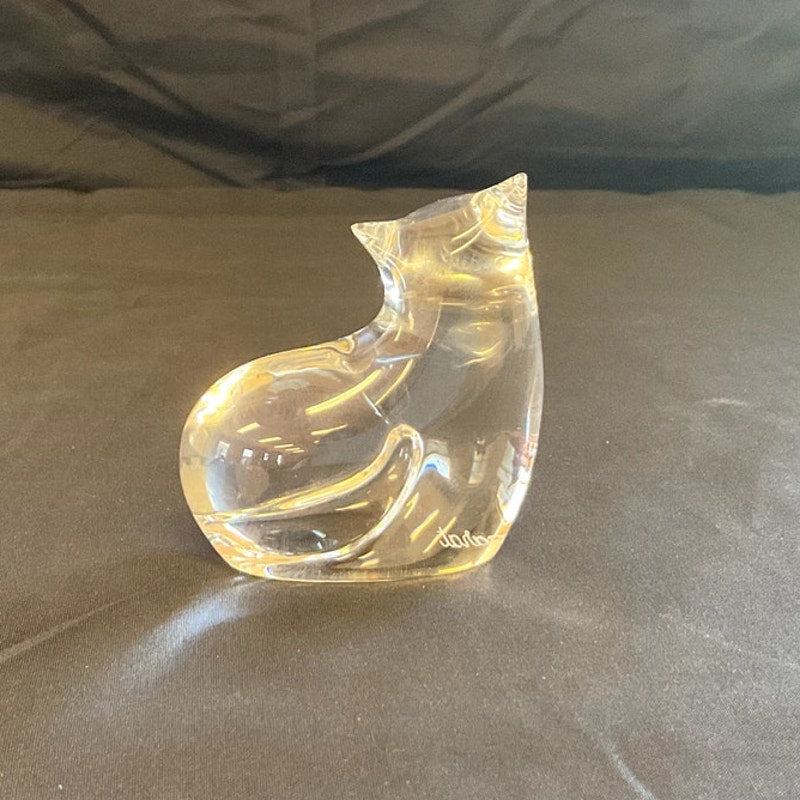 Vintage Baccarat Clear Crystal Cat Paperweight