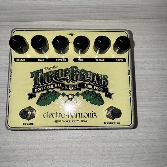 Electro-Harmonix Turnip Greens Overdrive Reverb Pedal w/ Box & Power Supply
