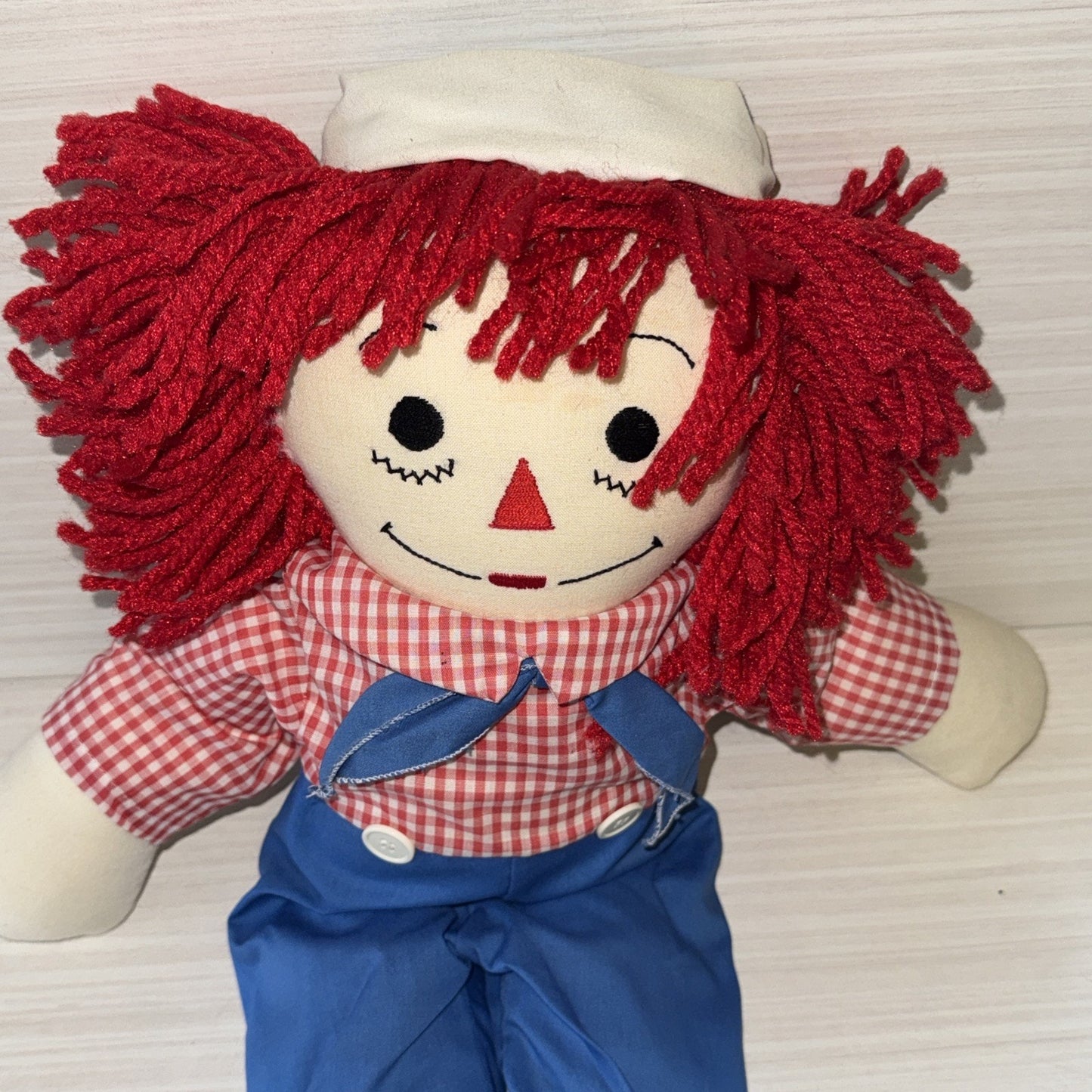 Raggedy Andy Doll Handmade VTG 22" Cloth Toy w/ Sailor Hat Unique Clean