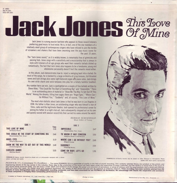 Jack Jones : This Love Of Mine (LP,Album,Stereo,Reissue)
