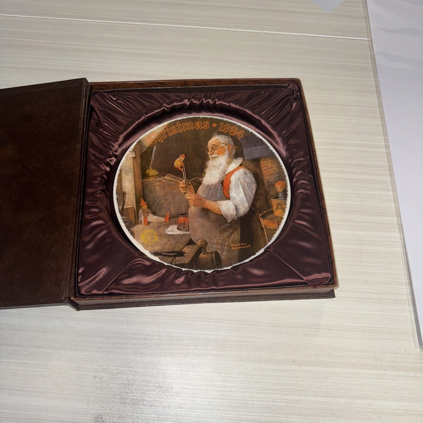 Norman Rockwell 1984 Santa Plate Knowles w/ Box & COA Christmas