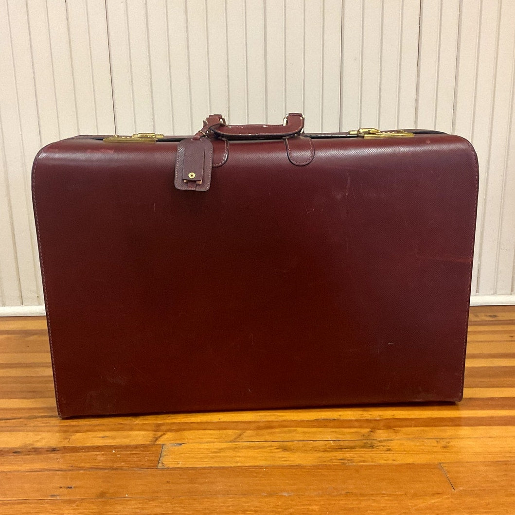 Vintage Brown Leather Bottega Venta 25 1/2" Suitcase