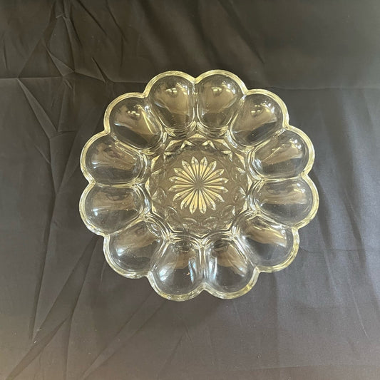 Vintage Clear Glass Deviled Egg Platter