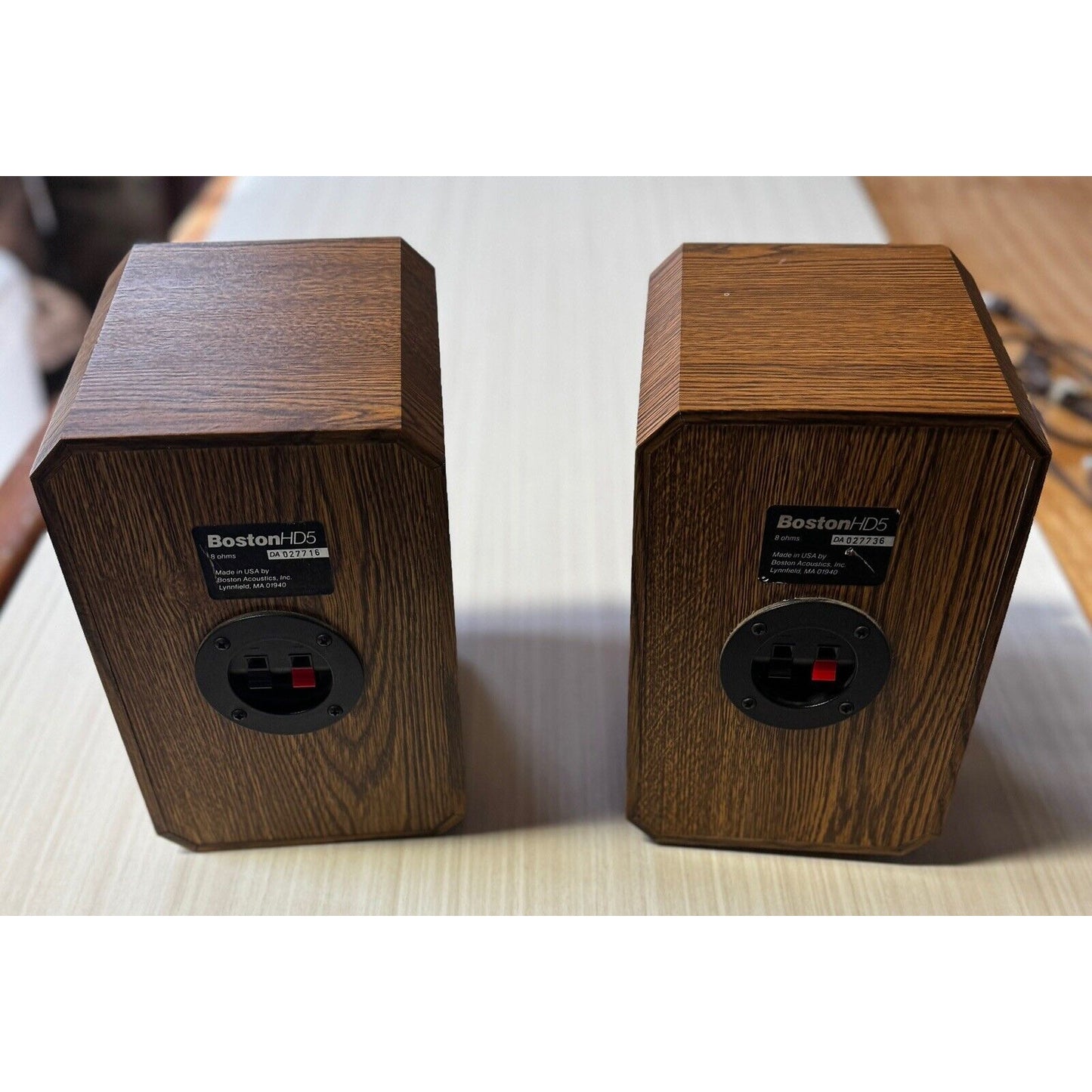 BOSTON ACOUSTICS HD5 Bookshelf Speakers Set Wood Grain Tested Working