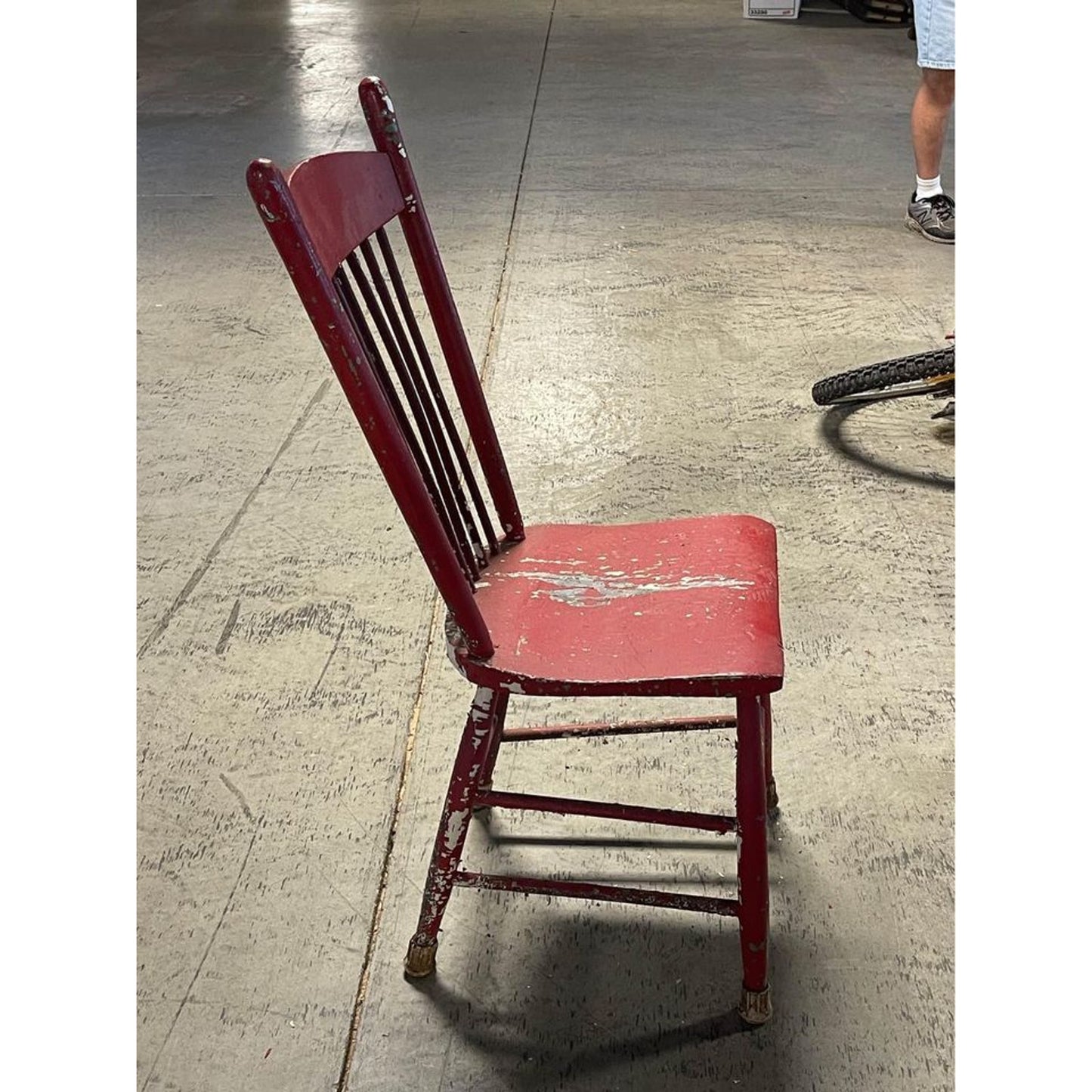 Vintage Farmhouse Wooden Red Chair