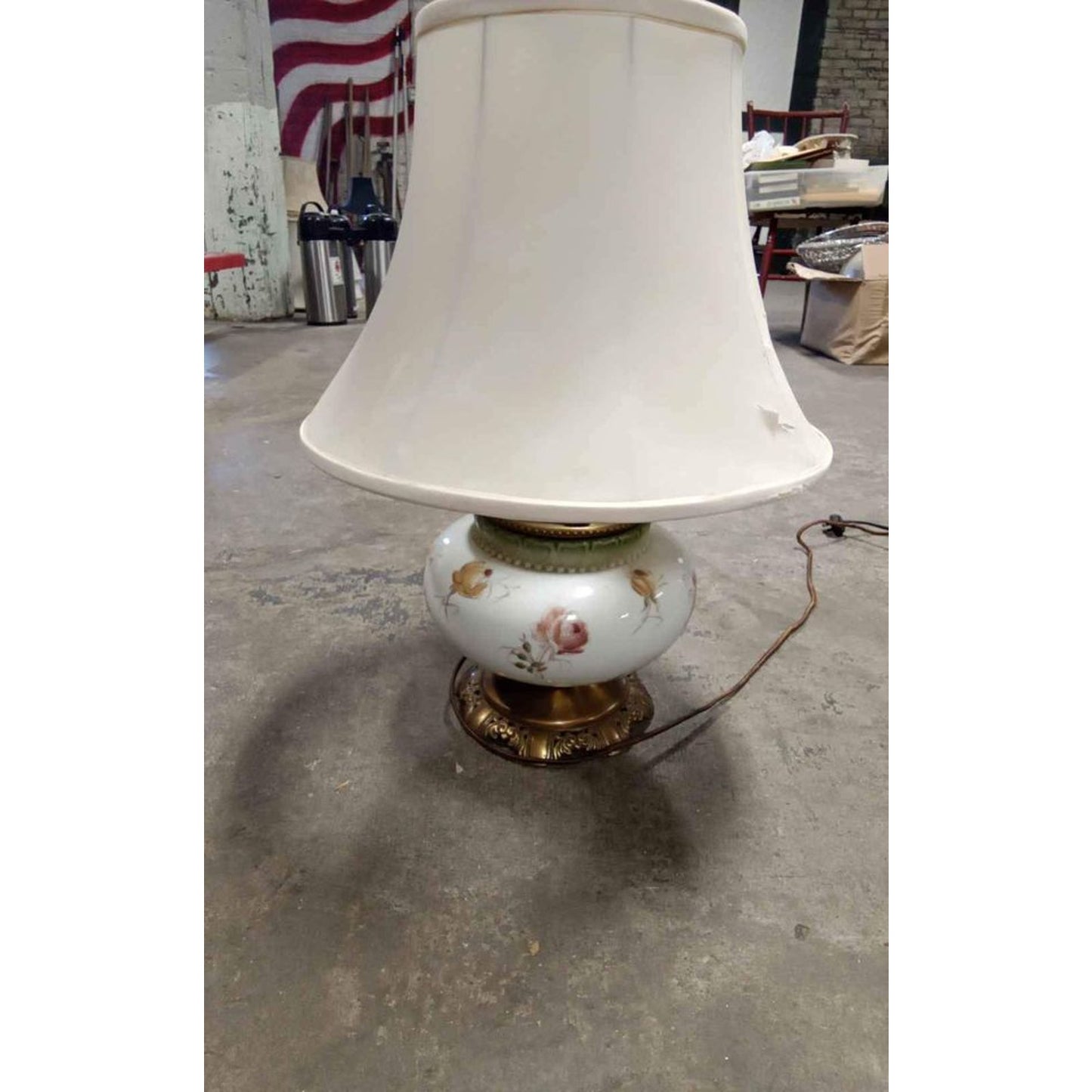 Porcelain Lamp with Rose Pattern