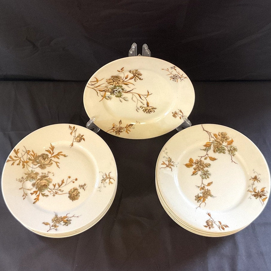 Antique Haviland Limoges "Autumn" Salad/Dessert Plates - Set of 11