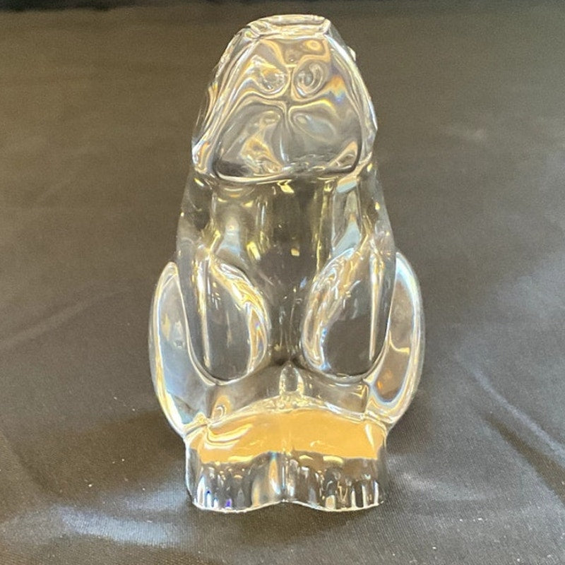 Vintage Baccarat Clear Crystal Bunny Paperweight