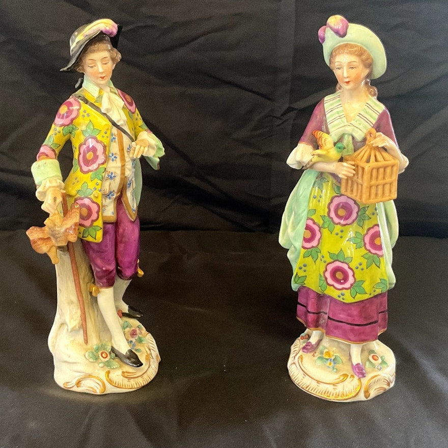 Antique English Chelsea Figurines - Pair