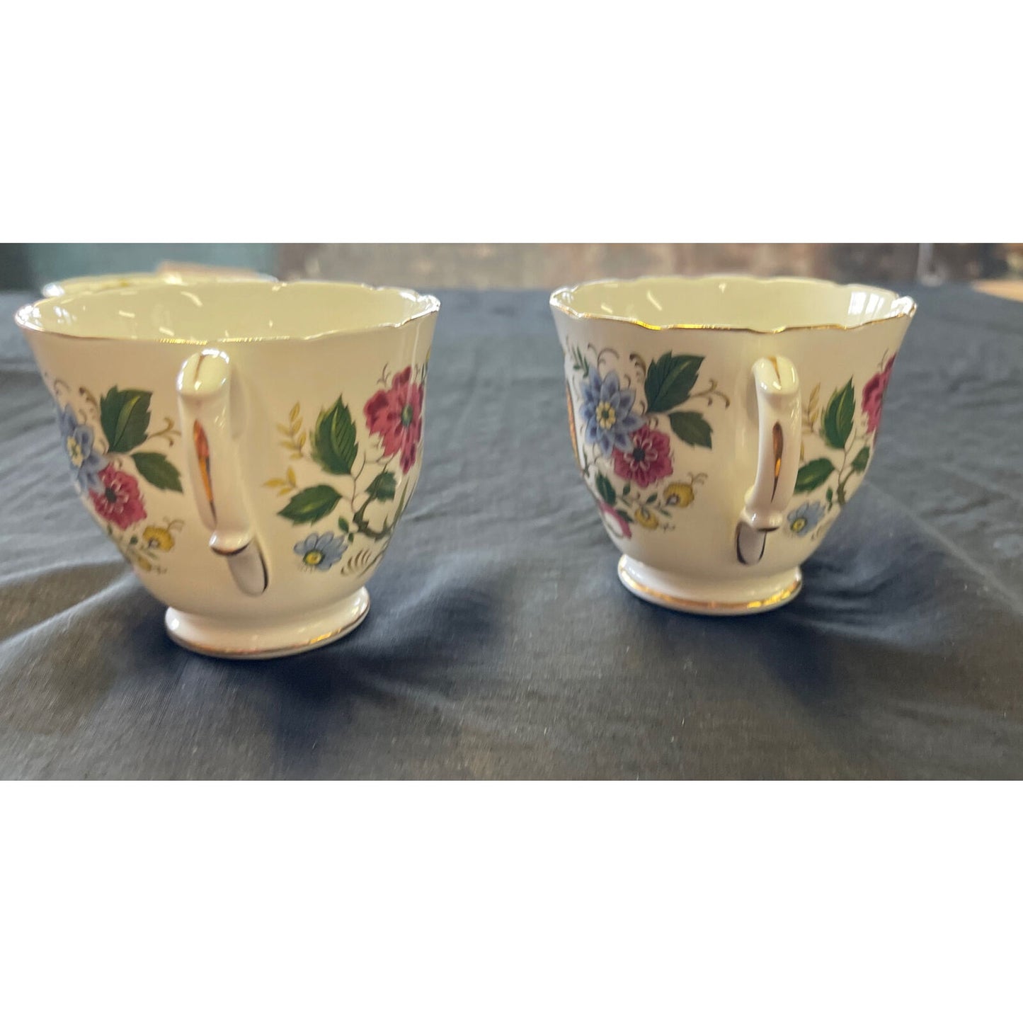 Vintage Set of 2 Crown Staffordshire Exotic Bird Coffee Cup and Saucer