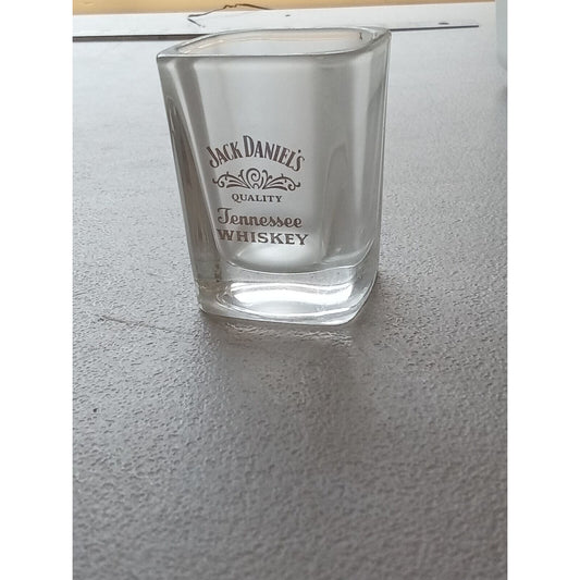 Jack Daniels Quality Square Shot Glass Gold Lettering