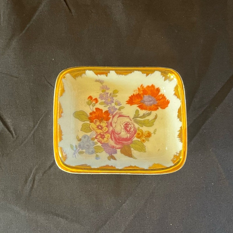 Pate de Limoges Couleuvre France Floral Pin Dish