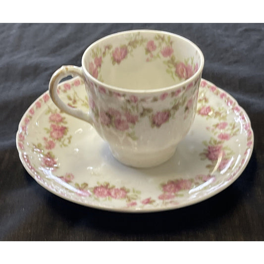 Antique GDM Hand Painted Floral Pattern Demitasse Cup and Saucer circa 1902