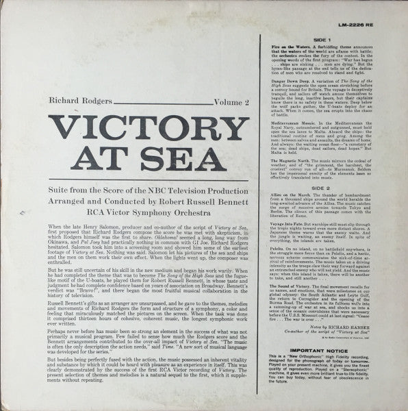 Richard Rodgers, Robert Russell Bennett : Victory At Sea Vol. 2 (LP,Album,Reissue,Mono)