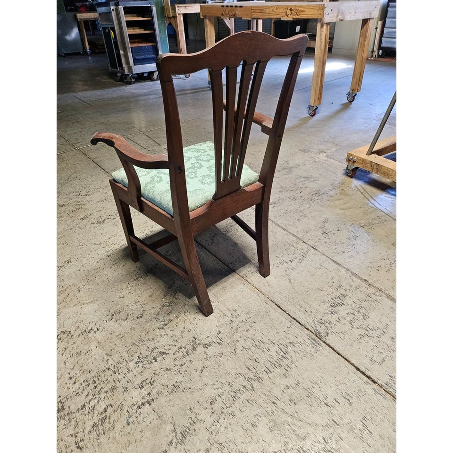 Antique Solid Mahogany Traditional Dining Table Arm Chair