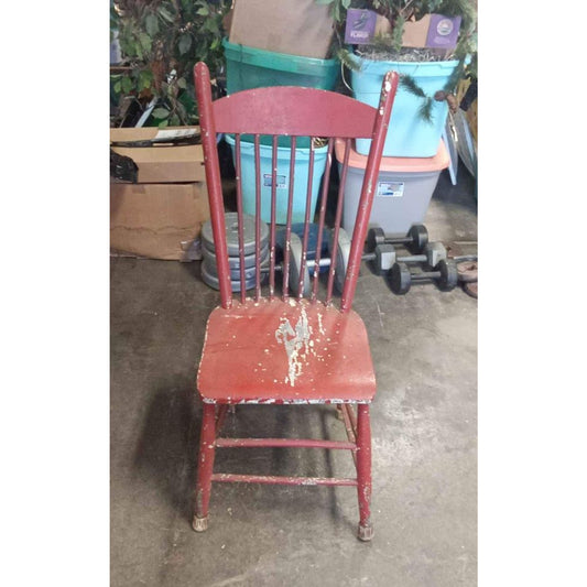 Vintage Farmhouse Wooden Red Chair