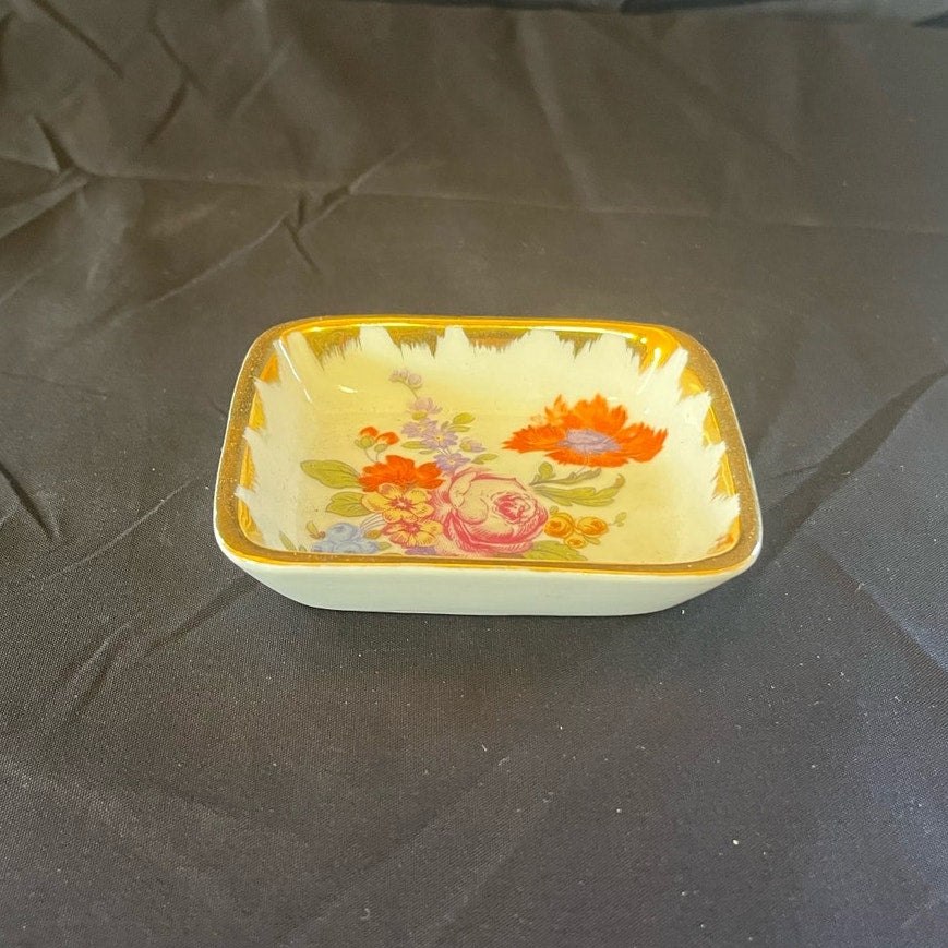 Pate de Limoges Couleuvre France Floral Pin Dish